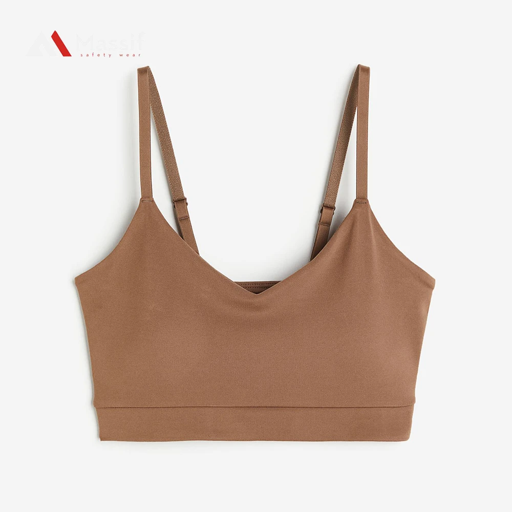 Custom Logo Women's Sports Bra Triangle Bow Lace Seamless High-Impact Breathable Push-up Adjustable Straps Wire-Free Support