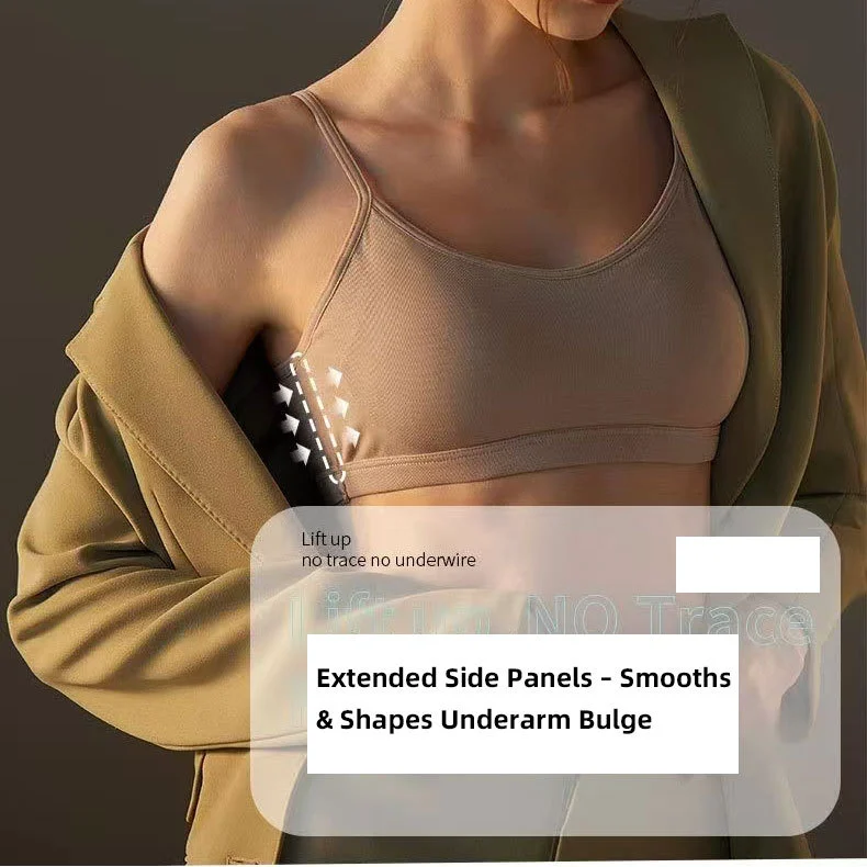Women's Summer Breathable Light Support Eco-Friendly Sweat-Wicking Sports Bras Comfortable Backless Seamless Camisole Thin No