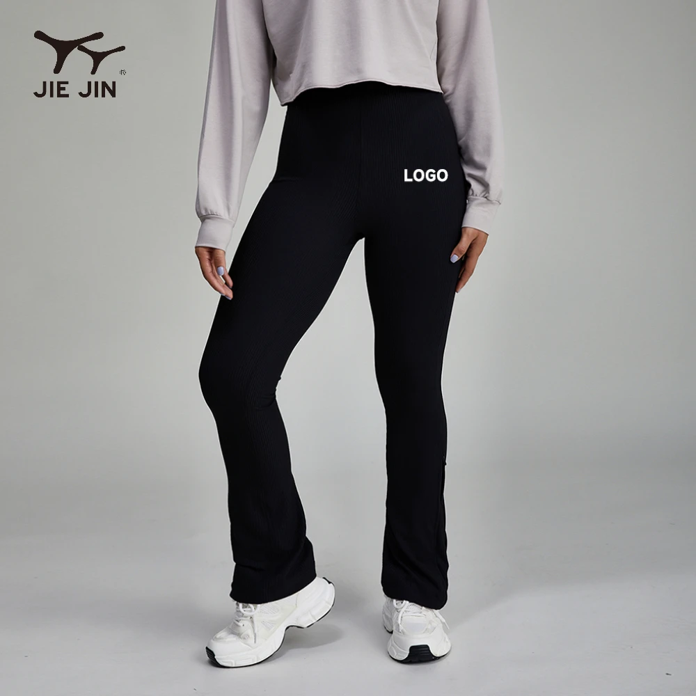 JIEJIN Customized High Quality Gym Slim High Waist Bootcut Soft Flare Yoga Pants for Women
