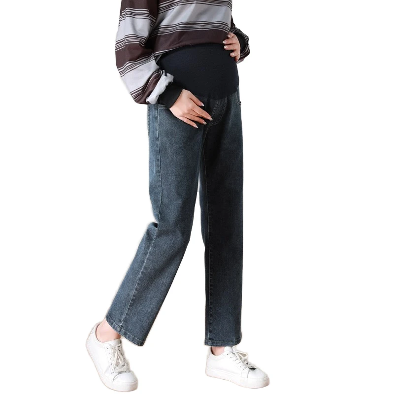 Maternity Pants Spring Straight Leg High Waist High Stretch Smoke Pipe Pants Fashion Maternity Clothes Add Fat Extra Large