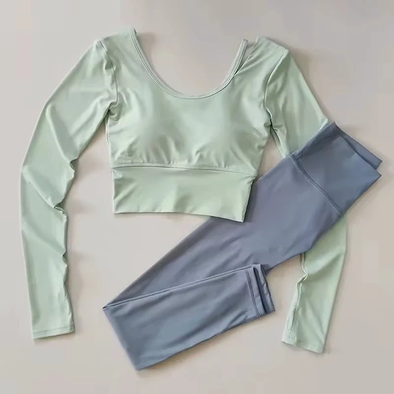 Women's Yoga Sports Bra Shorts Long Set Streetwear Solid Cropped Top High Strength Shockproof Breathable Quick Dry Eco-Friendly