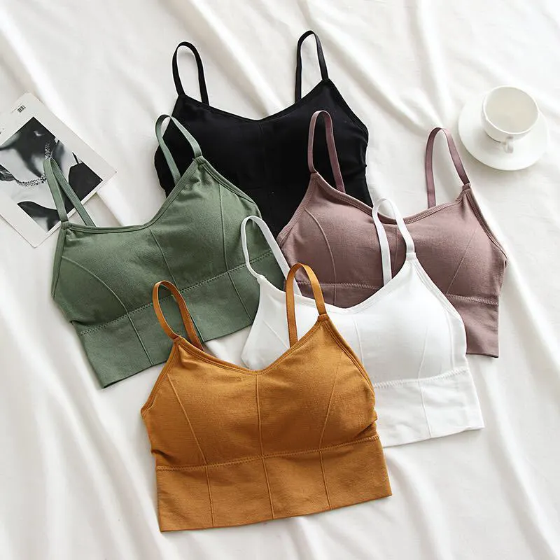 YCH Women Seamless Yoga Sports Bra Camisole Classic U-Back Plunge Tank Sexy Non-Steel Ring Girls Tank Top