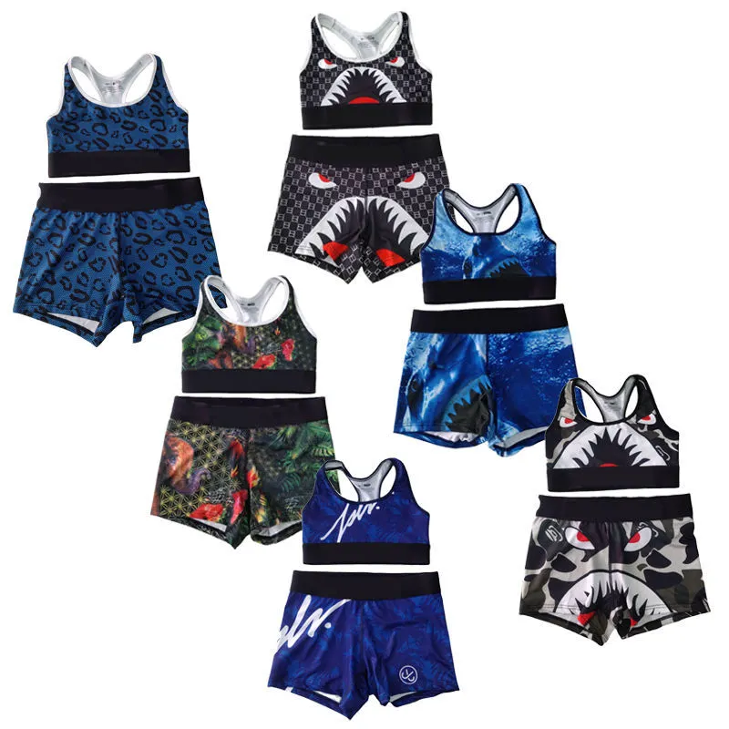New Wholesale Low MOQ 3 XL Plus Size Wholesale Women's Girls Sports Bra and Shorts Set 2 Piece Jogging Fitness Women's Sport Set