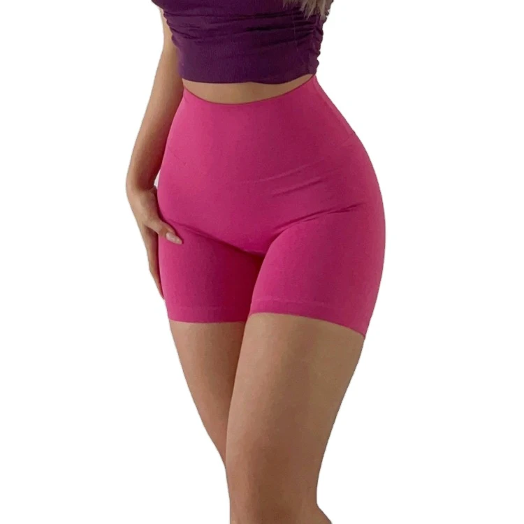 Women's Three-Quarter Peach Nude High-Waist Fitness Shorts Anti-Exposure Solid Yoga Leggings for Running Sports Feel No
