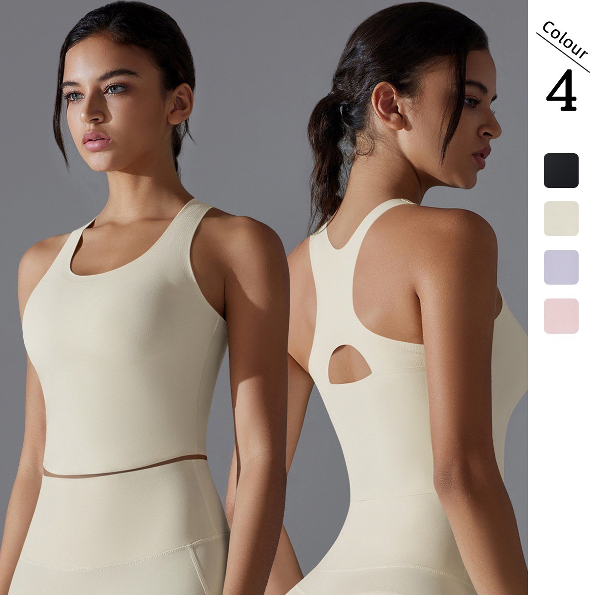 New Cross-border Seamless Mid-length High Support Crisscross Strap Spandex/nylon Sports Bra Back Design for Running Fitness Yoga