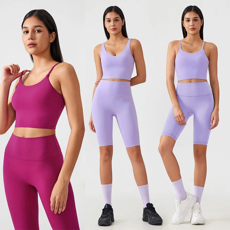 Breathable Lightweight Sweat-Wicking Quick Dry Plus Size Fixed Chest Pad Vest Sports Bra Naked Sense Shaping Yoga Underwear Top
