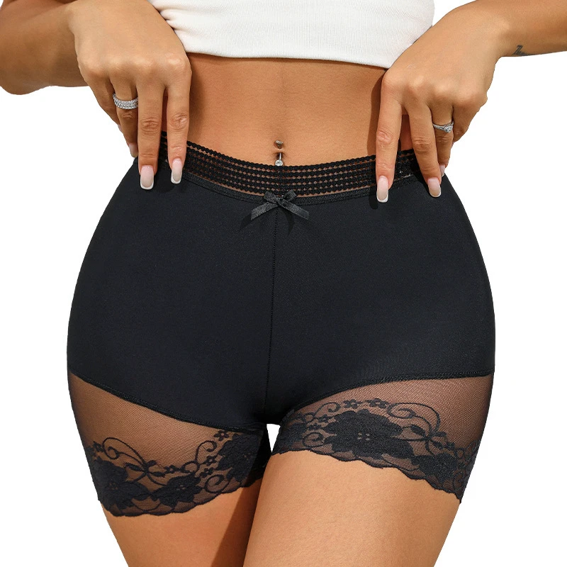 Factory Wholesale Spot Customization Women's Lace Edge Seamless Breathable Leggings Underwear High Waist Shapewear Shorts