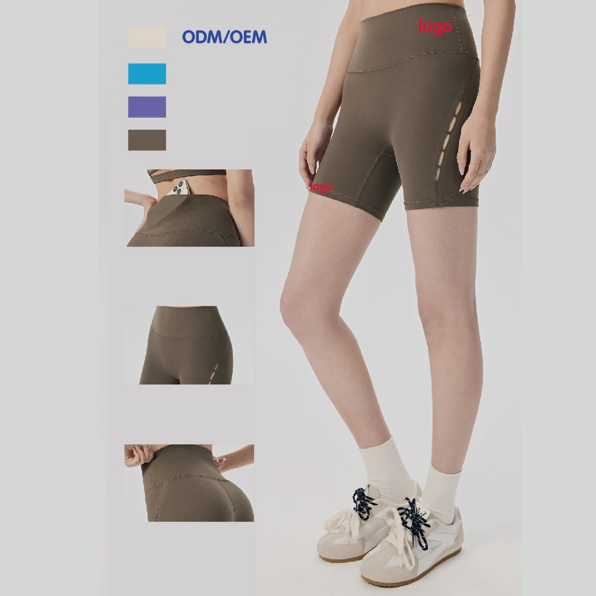 Breathable Yoga Biker Shorts Women High Waist Compression Fit Pocket Design Cutout Design for Yoga and Fitness Wholesale