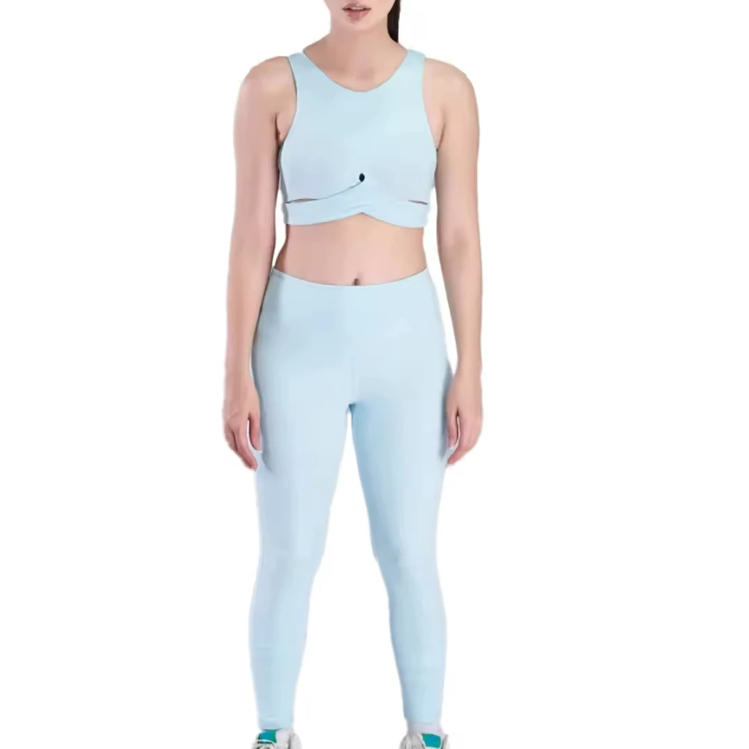 Women's Solid High Waist Yoga Sport Bra Workout Set Short Top Breathable Eco-Friendly Quick Dry Spandex/Cotton Gym Fitness