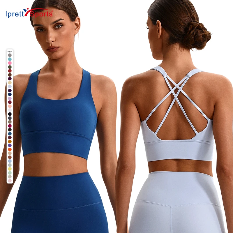 NEW COLORS Women's High Quality Gym Sports Bra Cross Back Casual Yoga Bra Tops High Support Gym Tops for Women's