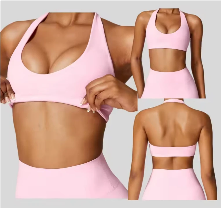 OEM Workout Halter Neck Shockproof Strappy Mini Yoga Bra Fitness Women Thin Strappy Backless Sports Bra for Women