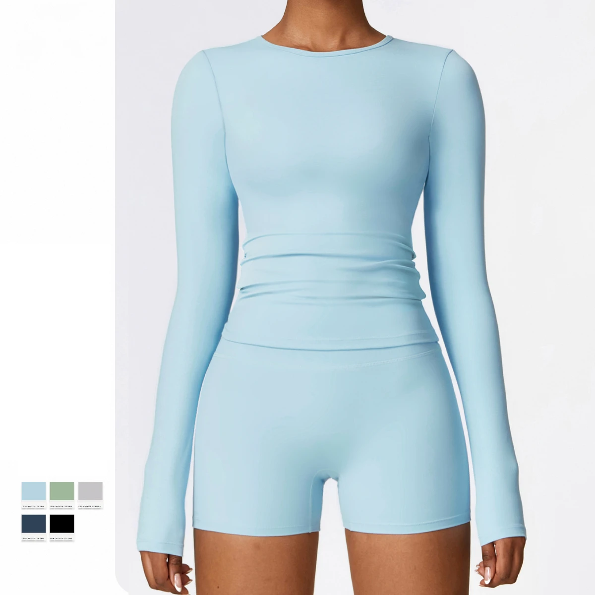 Custom Women Soft Sportswear Fitness Crewneck Long Sleeve Sports T-Shirt Sexy Outdoors Workout Slim Fit Yoga Gym Tops For Women