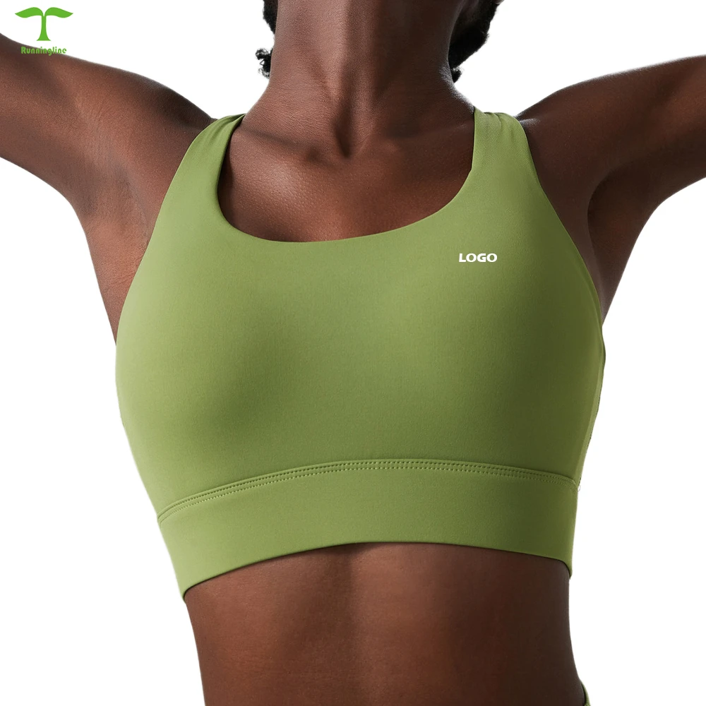 Custom logo One Piece Sports Bra Women's Racerback Back Medium Support Fitness Yoga Bra Plus Size Buckle Gym Top