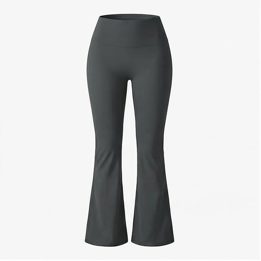 High Waist Flared Leg Ankle-Length Yoga Pants Solid Color Seamless Four-Way Stretch Spandex Polyester Women's Sportswear