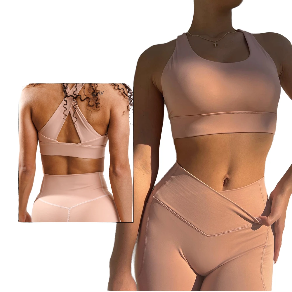 Women's Lightweight Nylon Sports Bra with Custom Logo Breathable Plus Size Gym Running Yoga Sets