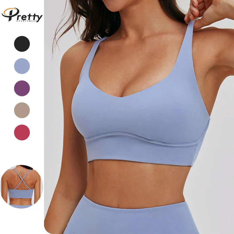 2026 New Yoga Bra Women Sports Brushed Bra Sports Yoga Top Tight Workout Running Sports Bra
