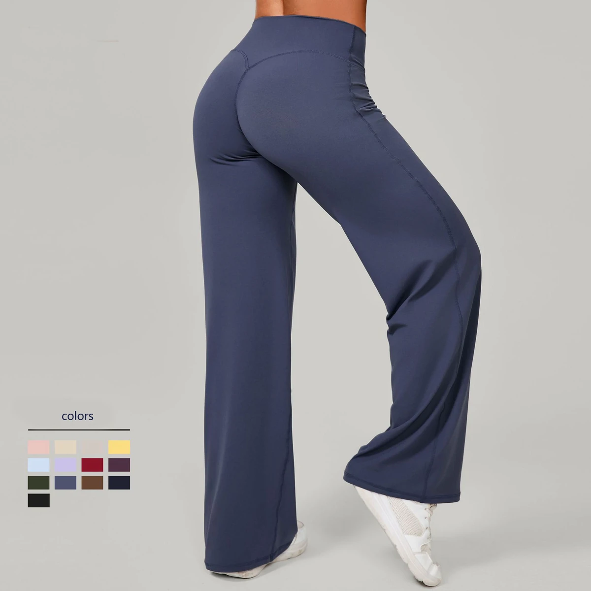 High Waist Yoga Pants Women Loose Wide Leg Fourway Stretch Full Length Nylon Spandex Breathable Straight-leg Yoga Pants