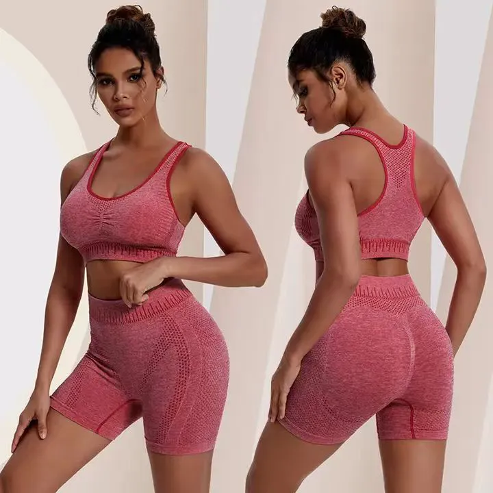 Factory Direct Sports Bra Set Seamless Back Fitness Vest Shockproof Breathable Sweat-absorbent Underwear Set