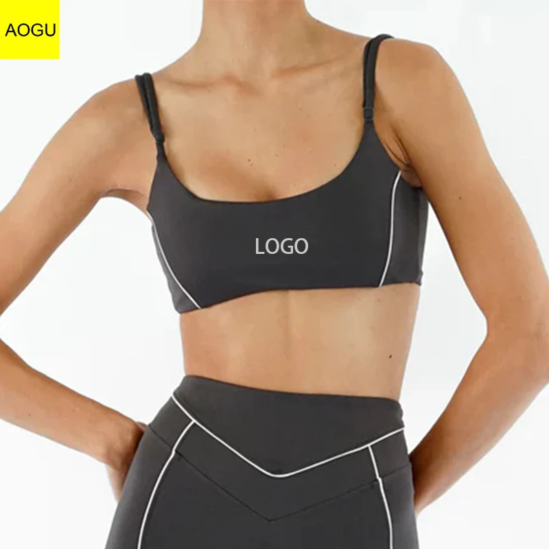 Custom Contrast Binding Supportive Straps Removable Padding Gym Women's Sports Bra