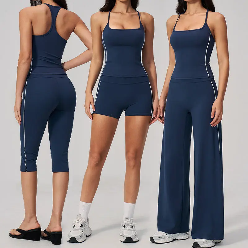 Women 2PCS Yoga Set High Waist Cropped Leggings Sports Bra Fitness Clothes Activewear Tracksuit for Gym Training