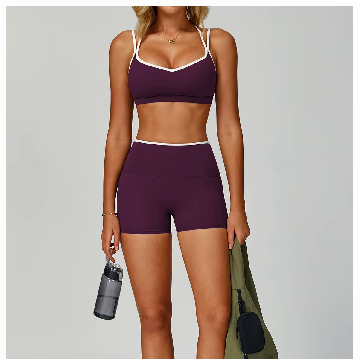 Seamless High Support Quick Dry Yoga Sports Bra Women Cross Back Color Blocking Spandex/Nylon Shockproof Fitness Gym