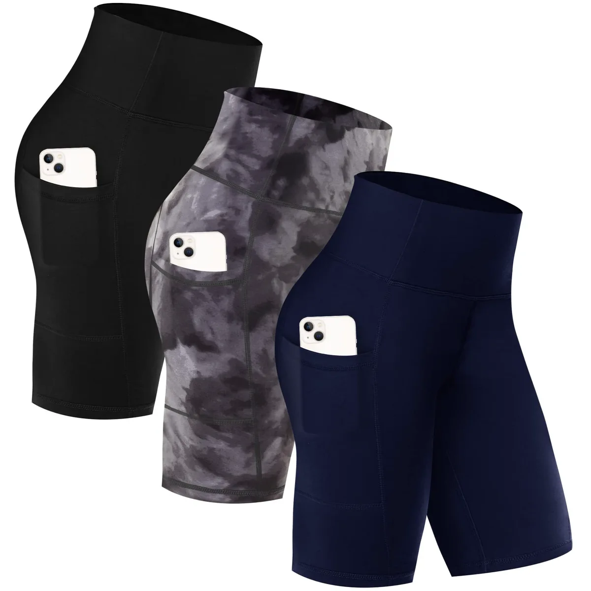 Custom Logo Wholesale Biker Shorts With Pockets for Women Solid Workout Running Gym 8