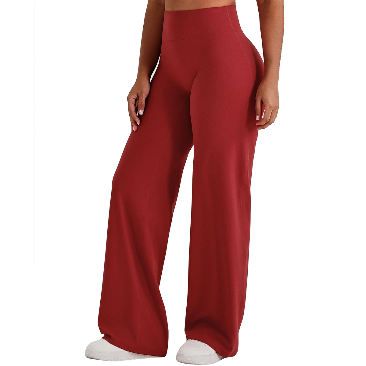 High Waist Flared Yoga Pants for Women Slim Fit Bootcut Leggings with Solid Pattern Breathable Four-Way Stretch Sports Trousers