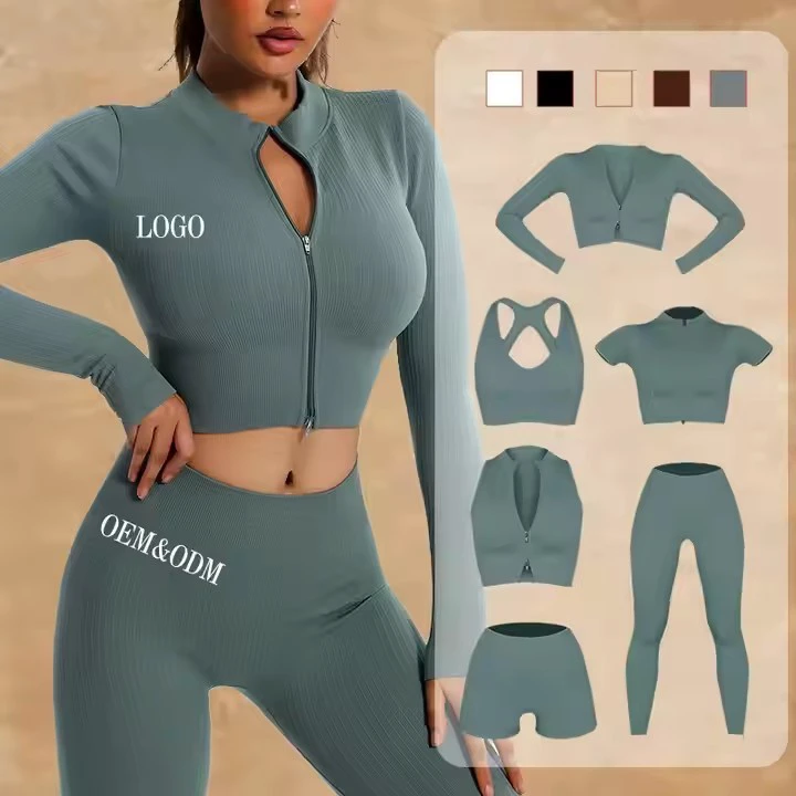 Factory Custom Athletic Activewear Sports Clothes Seamless Workout Clothing Women Sportswear Suit Wear Gym Fitness Set Yoga Sets