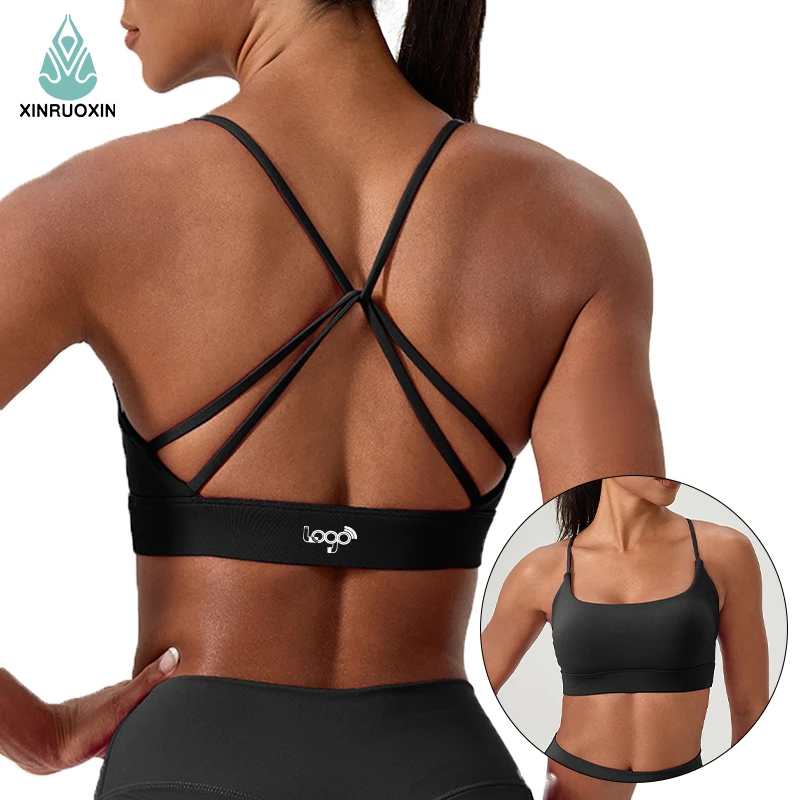 High-strength Supportive Breathable Eco-friendly Sports Bra Quick-drying Cross-back Fitness Top Suitable for Running and Gym