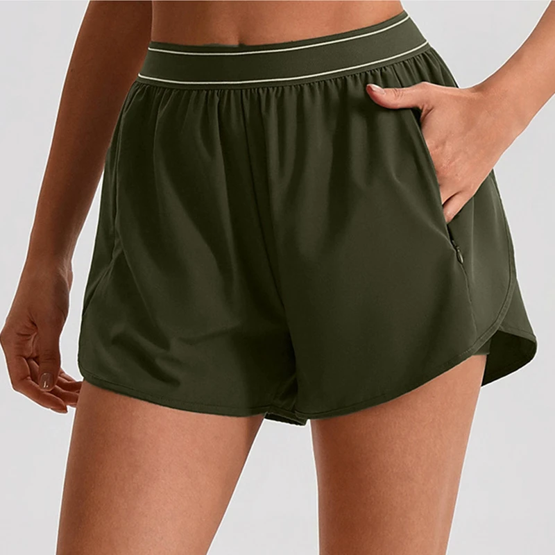 Women Nude Feel Quick Dry Yoga Shorts High Waist Butt Lifting Athletic Shorts With Pockets for Running Gym Outdoor Sports