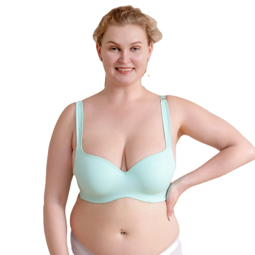 Plus Size Bra Breathable Padded 3/4 U Back Underwire Women Big Breast Minimizer Push-Up Bra
