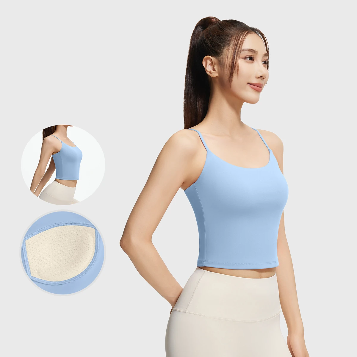Fashionable One-cup Solid Color Sports Camisole Women's High Elastic Shock-absorbing Yoga Bra Casual Running Gym Fitness Wear