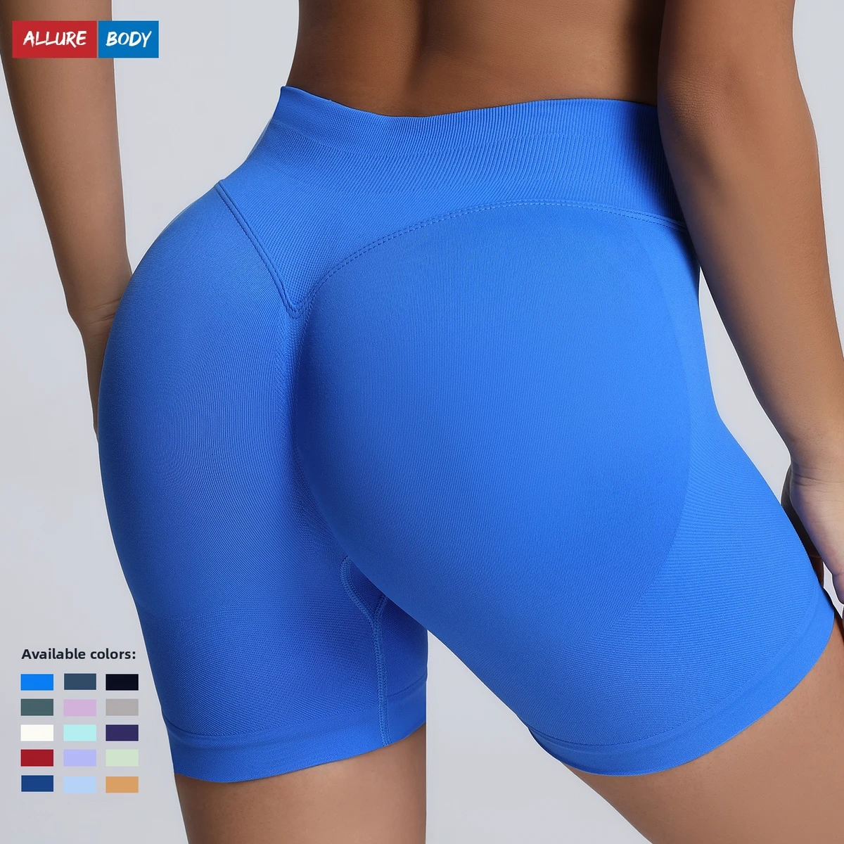 European American Women's High-Waisted Seamless Solid Yoga Shorts Tummy Control Butt-Lifting Tight-Fitting Plus Size Fitness