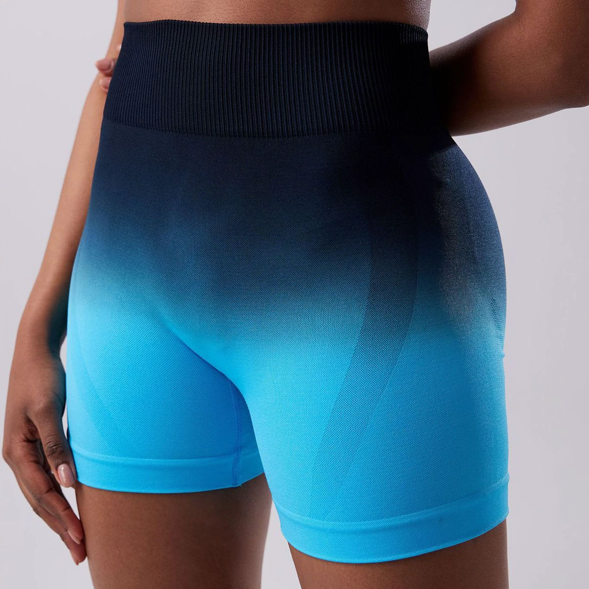 Lanyu High-Waist Solid Yoga Sports Shorts Women Spandex/Nylon Fitness Pants Breathable Quick Dry Elastic Waist Butt Lift Tight