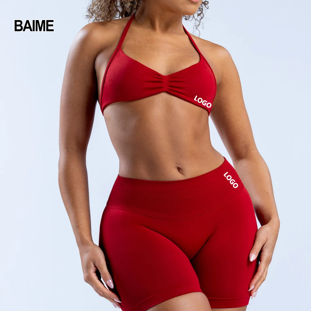 Popular Impact Collection Sets for Women Seamless Yoga Set Scrunch Butt Legging Set Workout Gym Suit With Halter Crop Top