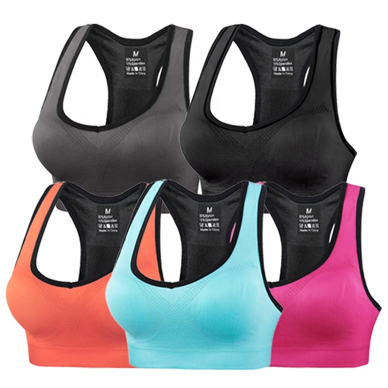 Plus Size Hollow Seamless Wirefree Fit Sujetador Deportivo Breathable Sports Bra Gym Running Workout Fitness Yoga Bra for Womens
