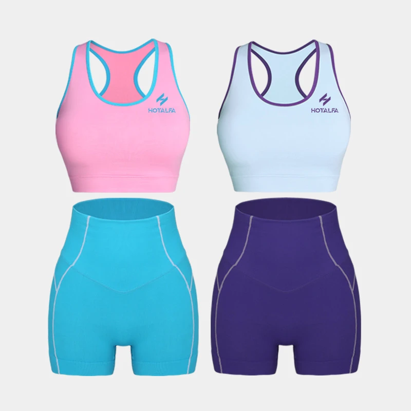 Women's Seamless Knitted Breathable High Elastic Backless Fitness Bra Solid Pattern Sports Yoga Set Waist Support for Running