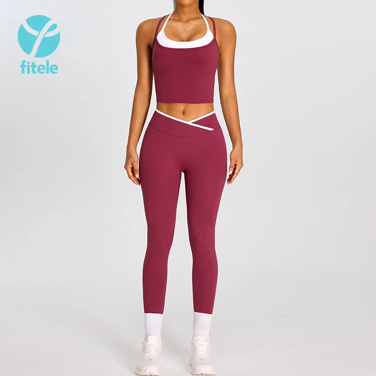 Women's Solid High Waist Flare Yoga Suit Sports Bra 2-Piece Set Breathable Lightweight Activewear Gym Pilates Workout