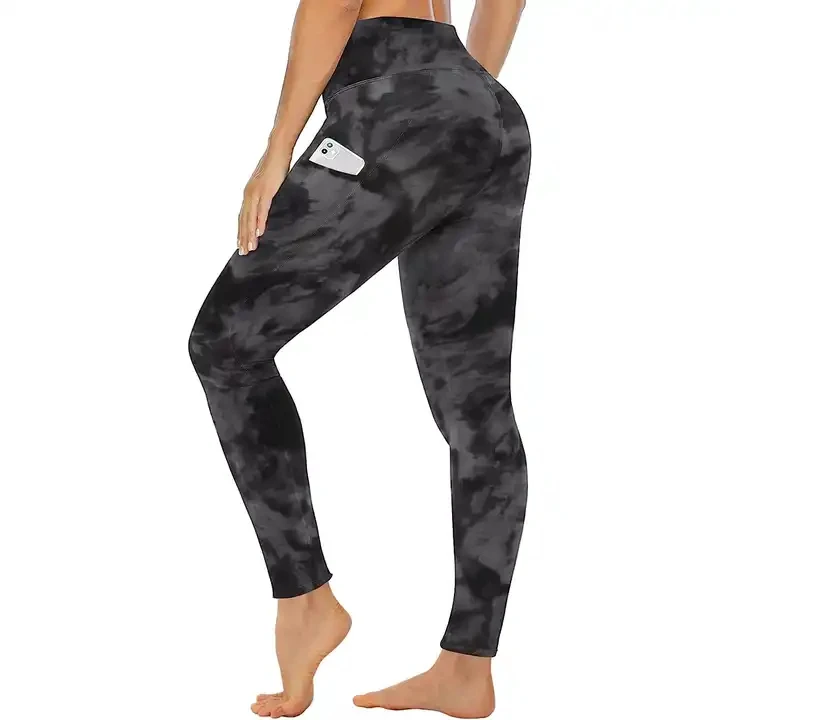 Factory Direct Sale Elastic Waist Yoga Leggings Workout Fitness Women Running 4 Way Stretch High Waist Yoga Pants With Pocket