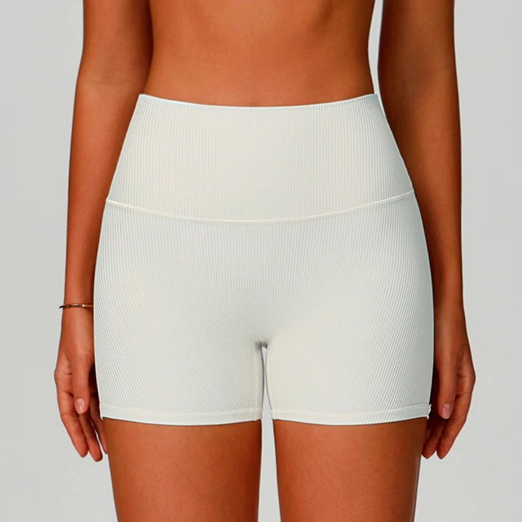 Customized LOGO Women's Solid Color High-waisted Yoga Shorts Running Fitness Tight Sports Shorts