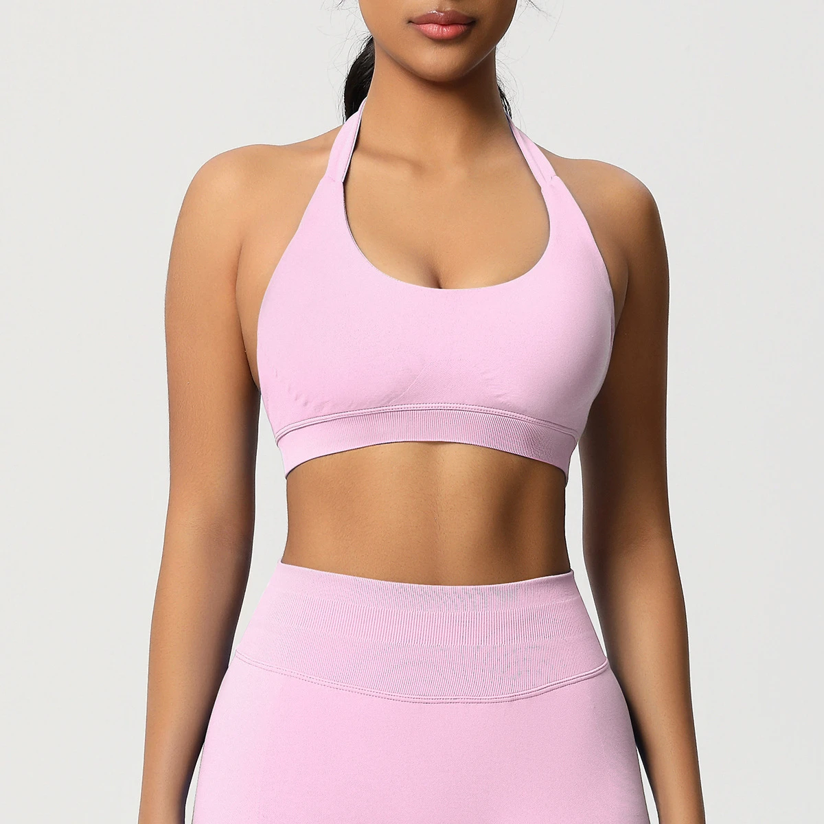 High Quality Seamless Hanging Neck Beauty Back High Support Shockproof Training Gym Yoga Fitness Women Sports Bra