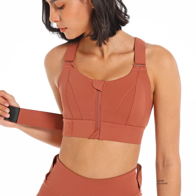 S2WX S-5XL Big Plus Size Workout Running Sports Bras for Women High Impact Support Zip Front Bra With Adjustable Hook Shoulder