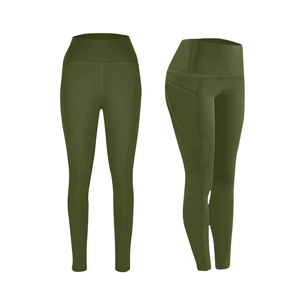 High Waisted Full Length Solid Color Yoga Leggings Seamless Four-Way Stretch Spandex Nylon Fitness Pants