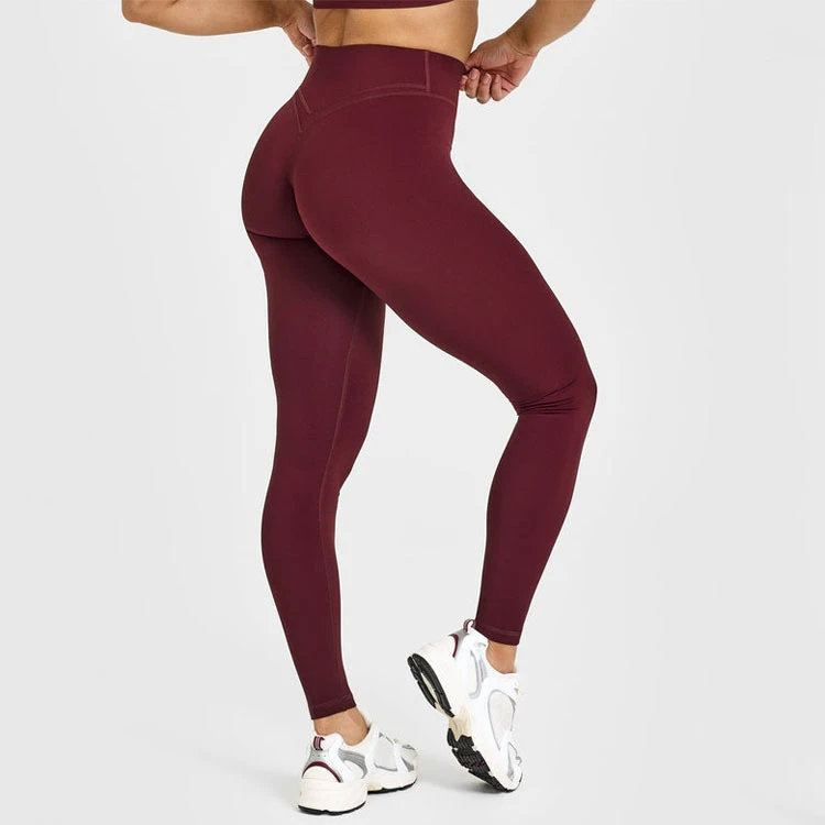 2025 Women's High Waist Yoga Pants V Shape Decoration Deep V Butt Breathable Fitness Tights Soft Plain Blank Workout Leggings