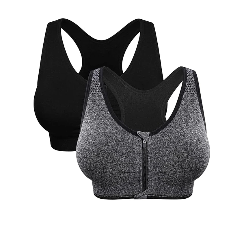 Post-Surgery Bra LOGO Custom S M L XL XXL 3XL 4XL Front Zip Shockproof Plus Size Women Running Wireless Yoga Sports Bra