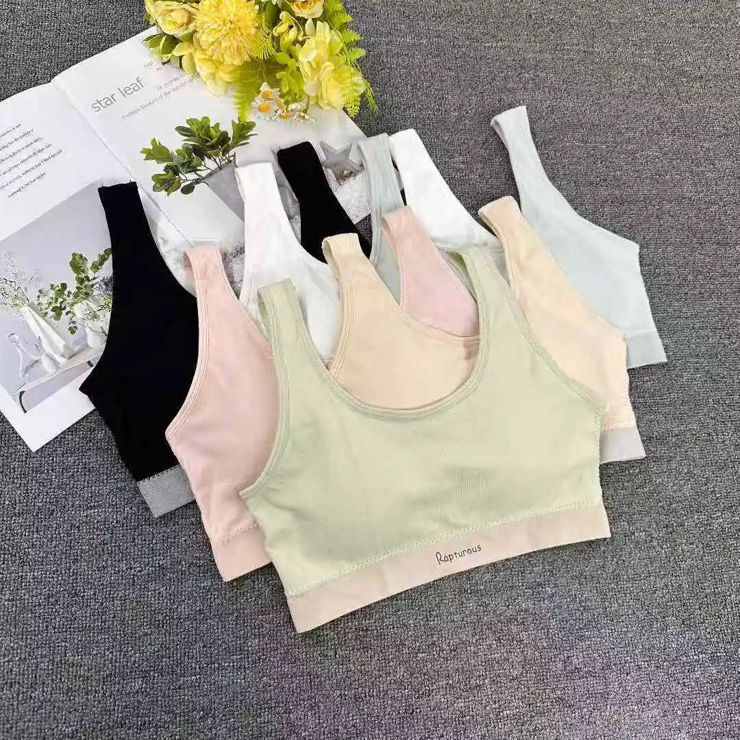 Women's Wireless Sports Bra 306# Solid Color Halter Strap Lace Rhinestone Bow Breathable Comfortable Push-Up Cup Clearance