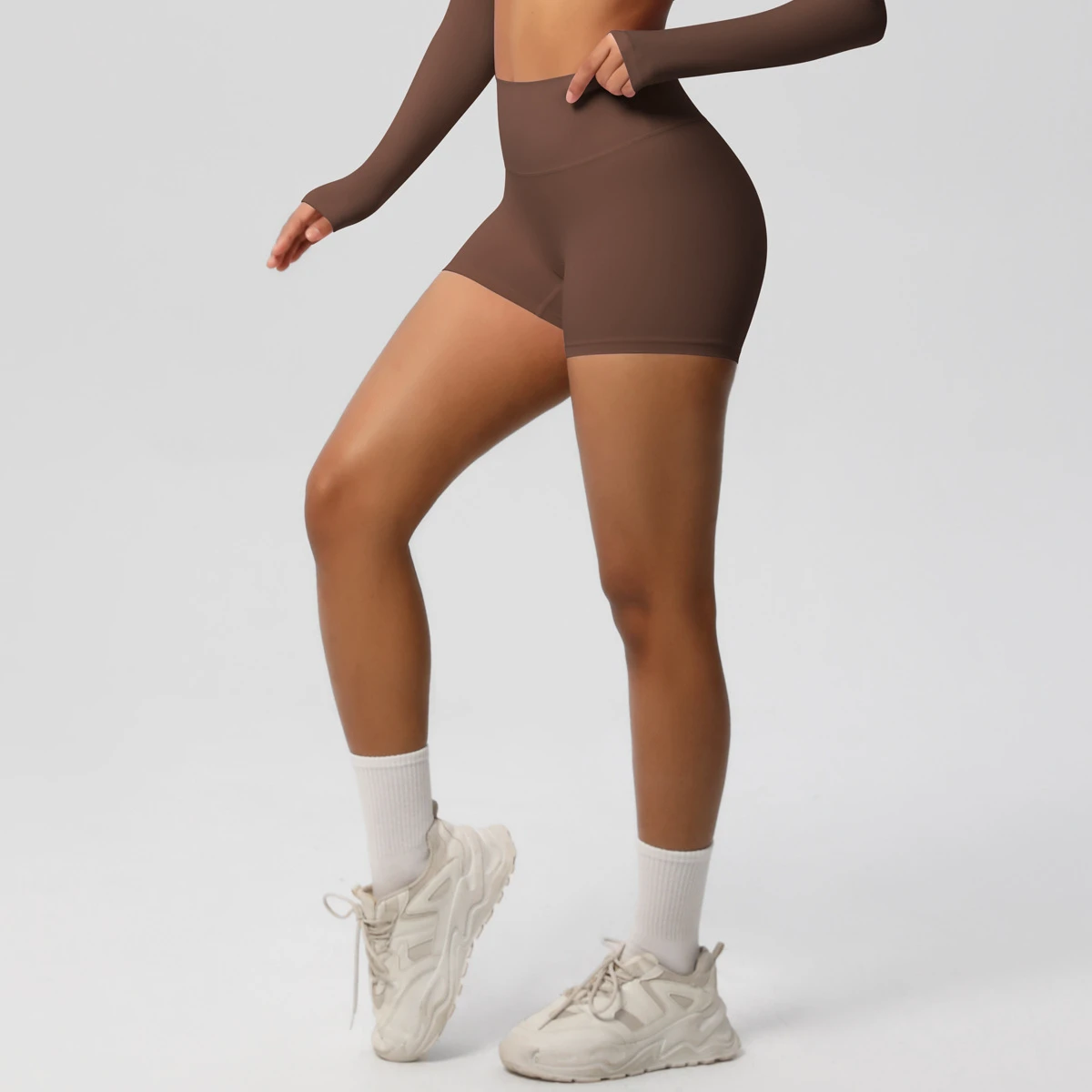 紧身瑜伽服短裤女式健身提臀高腰健身运动短裤