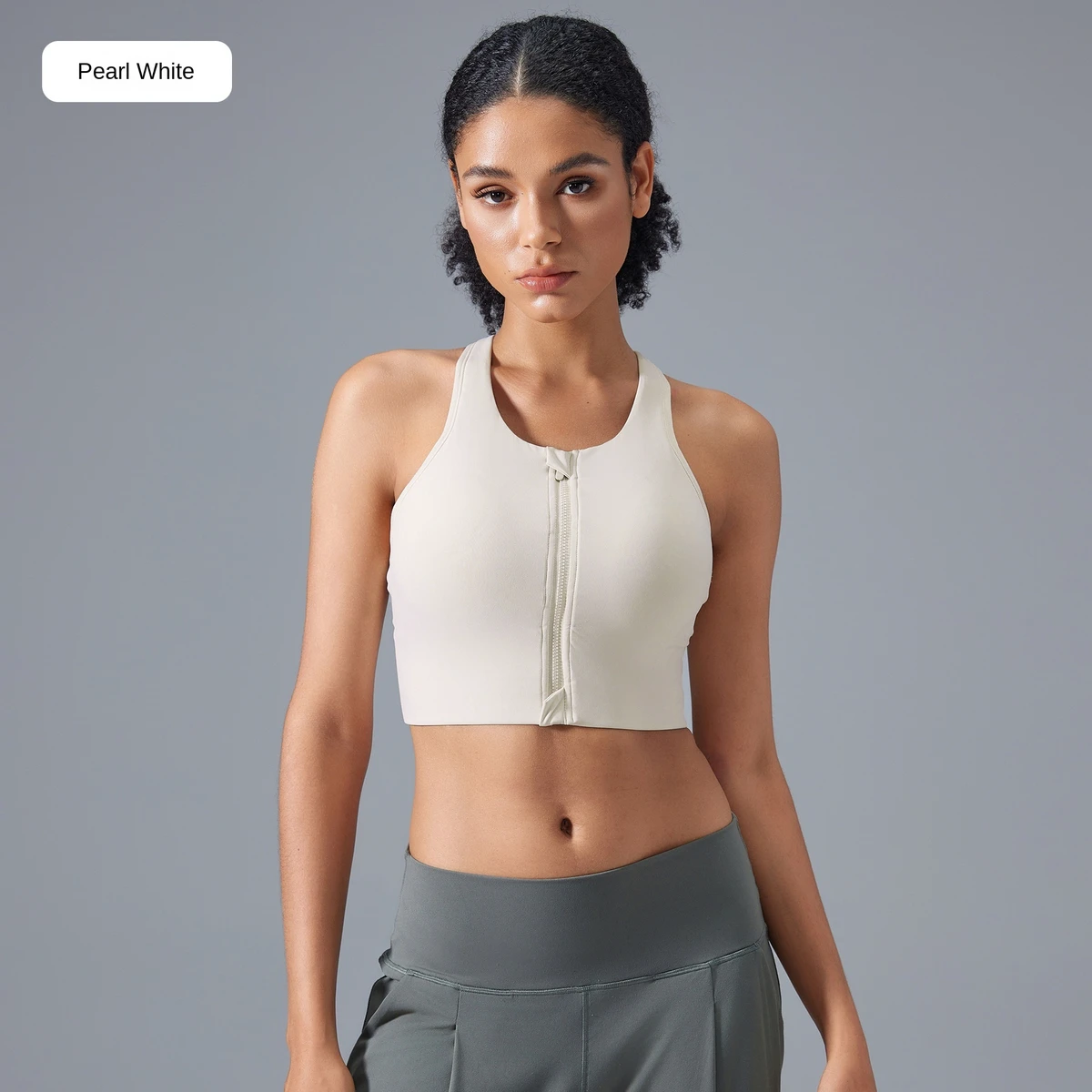 Lightweight Sports Bra Adjustable Shoulder Strap Explosion-Proof Integrated Cup New Front Zipper Opening/Closing Shockproof Gym
