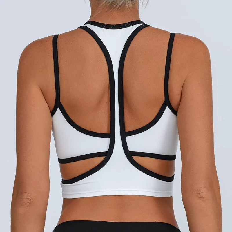 Women's Lightweight Breathable Quick Dry Sports Bra Soft Stretchy Color Contrast Padding Supportive Yoga Fitness Gym Lining