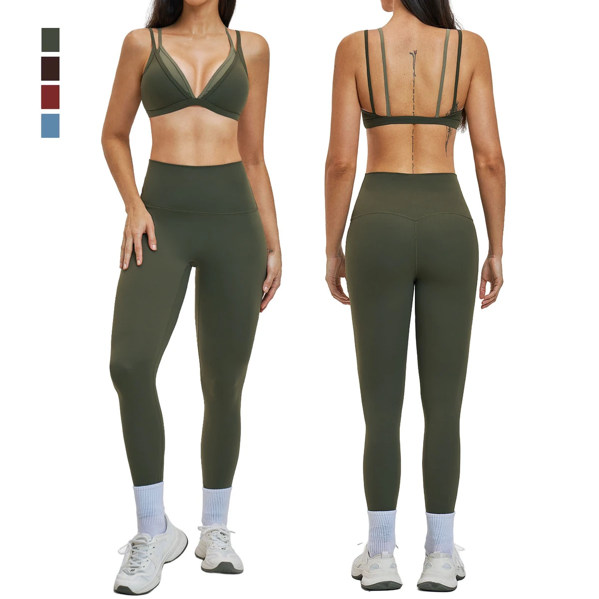 Women Gym Wear 2 Piece Yoga Set Elastic Sports Bra High Waist Workout Leggings Custom LOGO Quick Dry Breathable Women Activewear